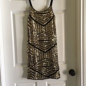 NWT Soprano black and gold sequin dress
